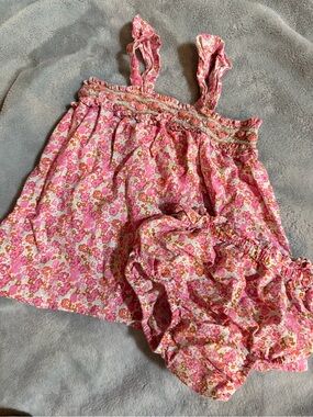 Zara Pink Floral Sleeveless Pajama Set with Elastic Bloomers